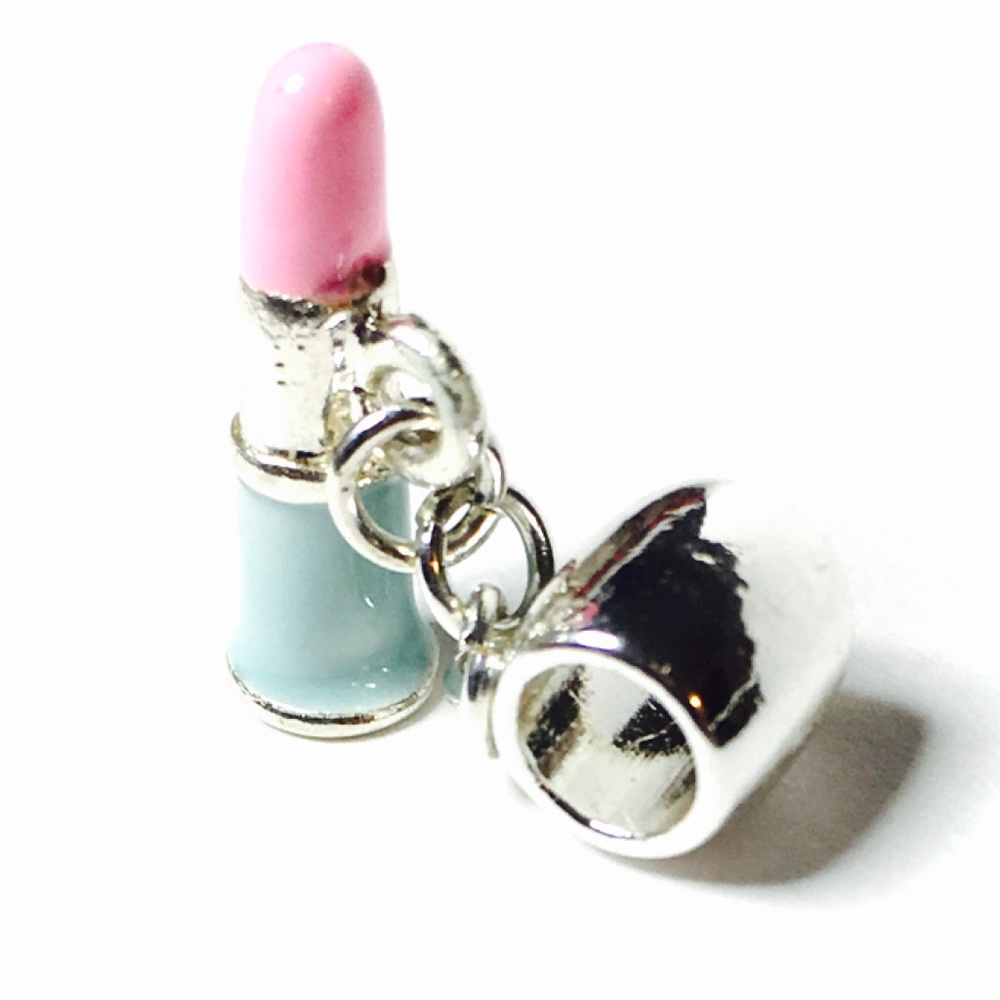 💄Charm fit Pandora Pink Lipstick Makeup Pendant
